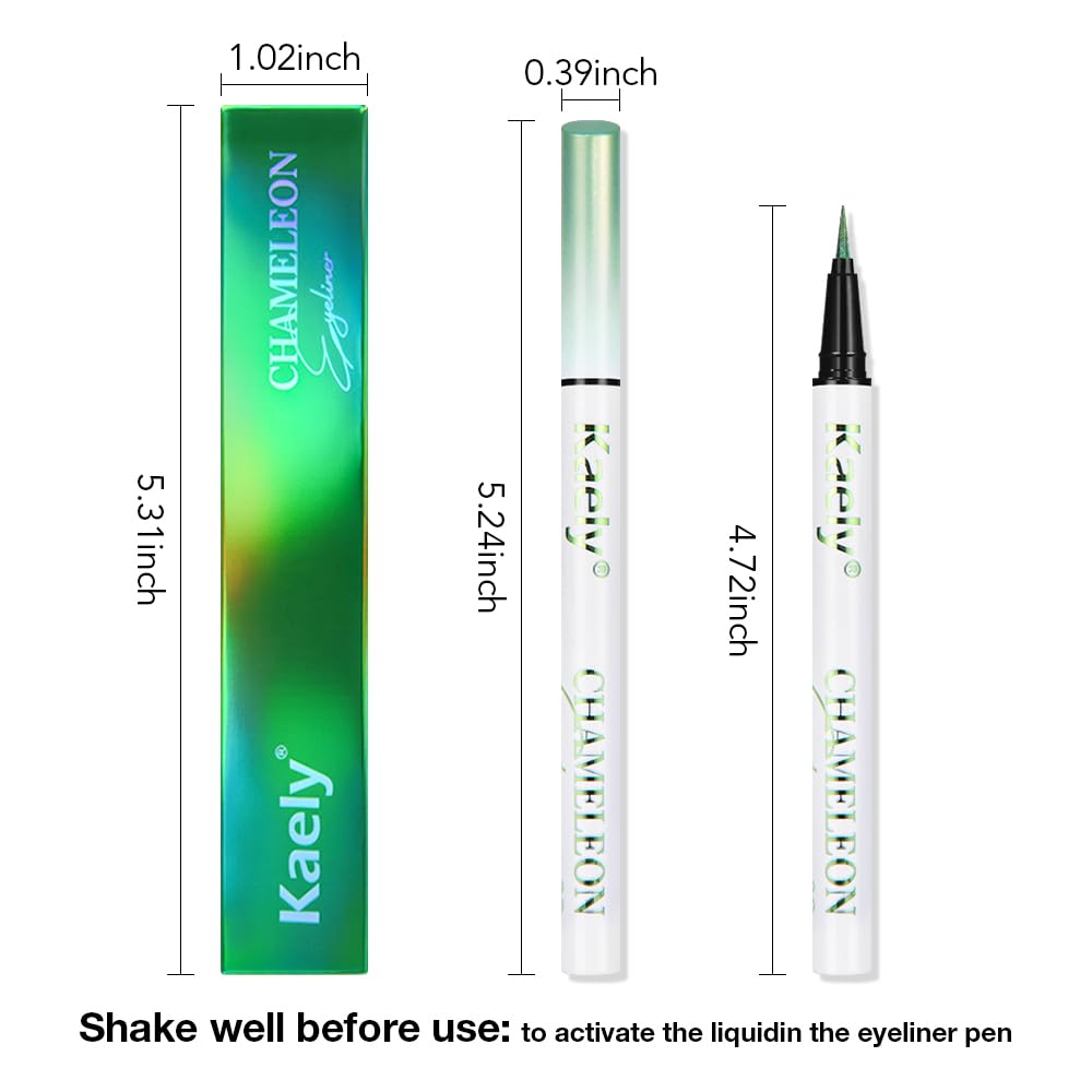 evpct Chameleon Duo Chrome Liquid Eyeliner, Emerald Dark Green Glitter Metallic Shimmer Liquid Eyeliner, Multichrome Color Shift, Long Lasting Waterproof Eye Liner Eyeshadow Pencil Face Glitter Makeup
