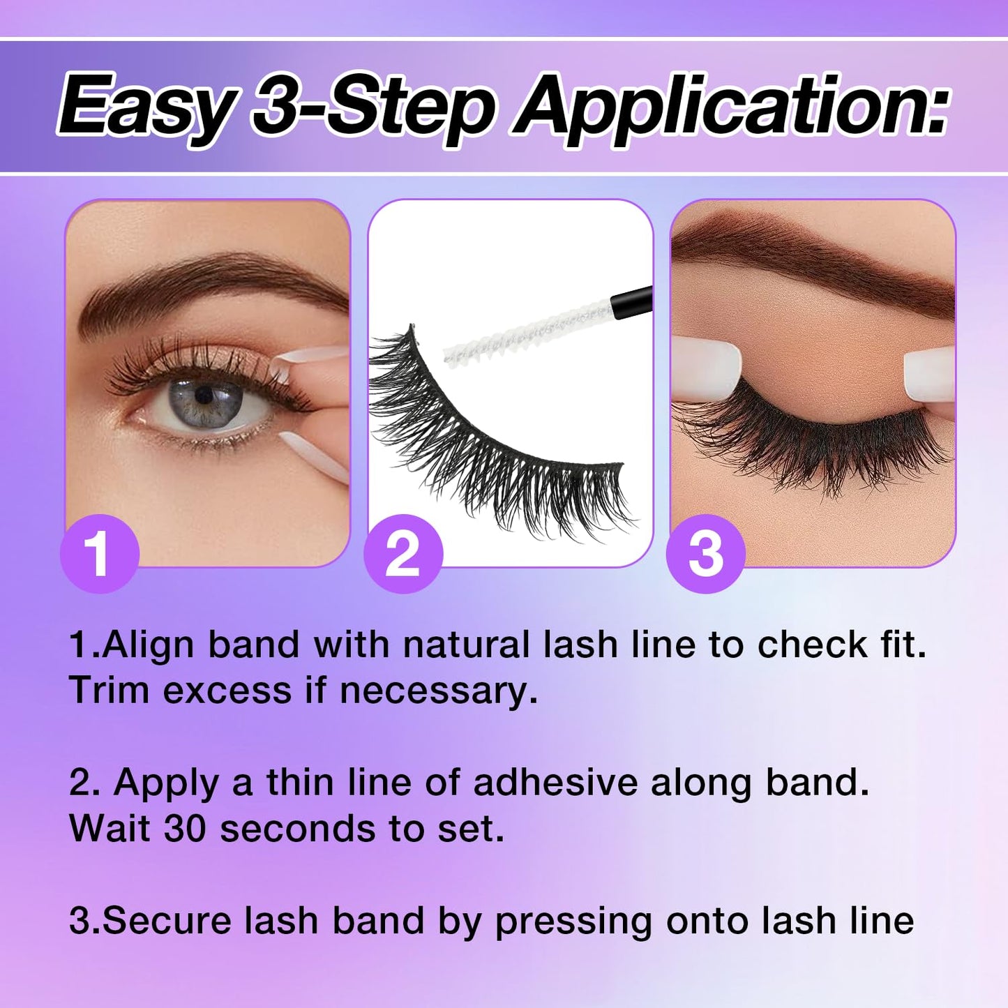 Fluffy False Eyelashes Kit With Bond, Seal and Tweezer, 7 Pairs Natural Look Fake Cat Eye Lashes Strips Thin Band Extensions Waterproof Easy Eyelashes for Beginners DF79