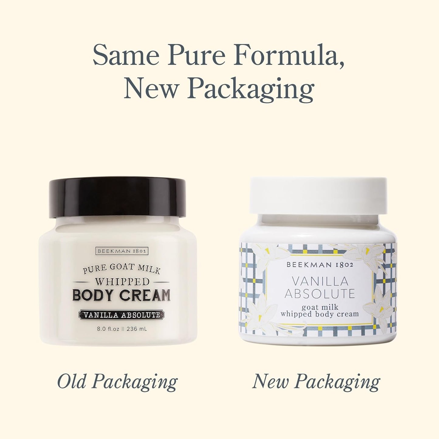 Beekman 1802 Whipped Body Cream, Vanilla Absolute - Scented - 8 oz - Intensely Hydrating & Softens Skin - With Goat Milk - Good for Sensitive Skin - Cruelty Free