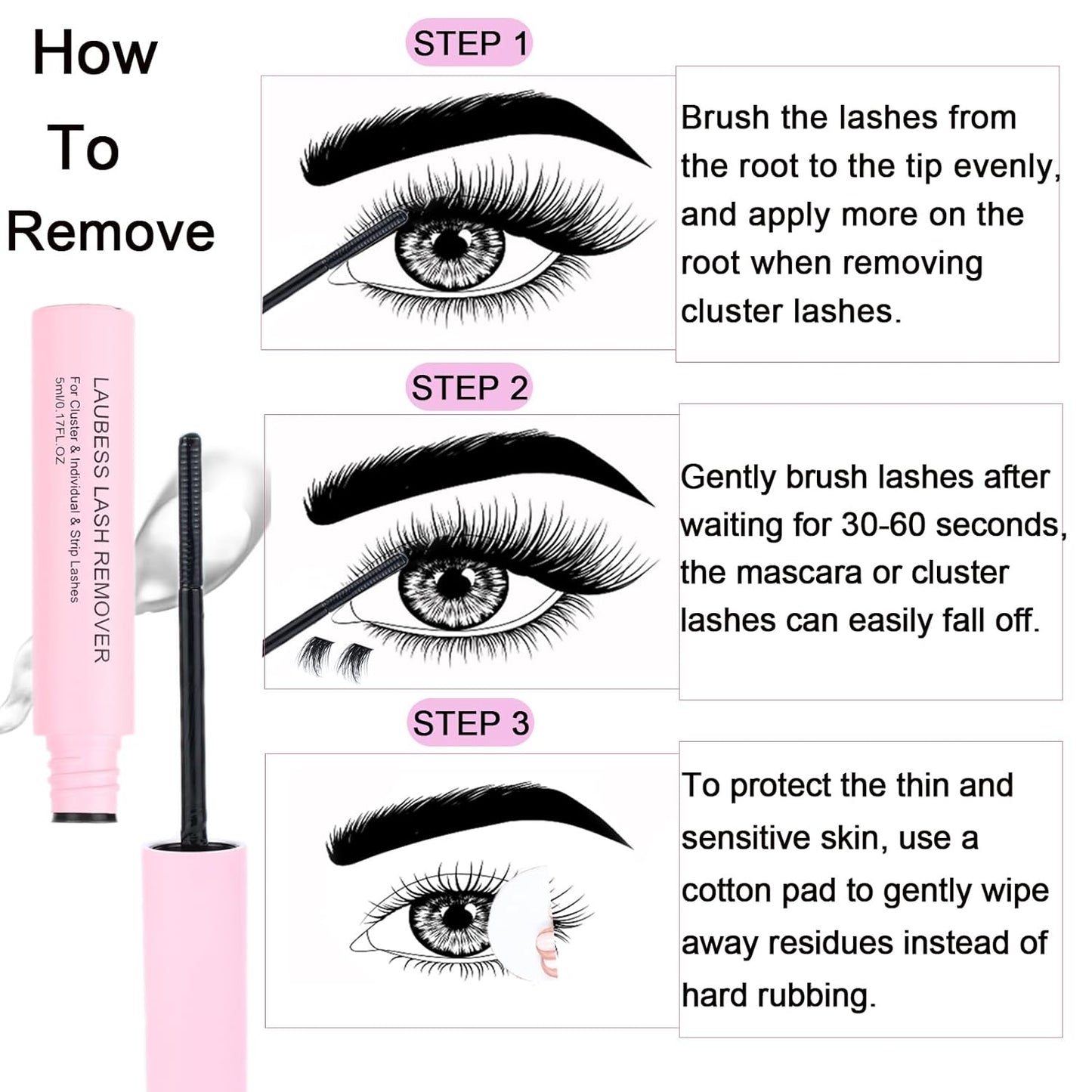 Lash Extension Kit LAUBESS Lash Clusters Kit Cluster Eyelash Extensions Kit Eyelash Clusters Lash Bond and Seal Waterproof Tweezers Brush Lash Glue Remover (Kit 40D-D-Mix9-16)