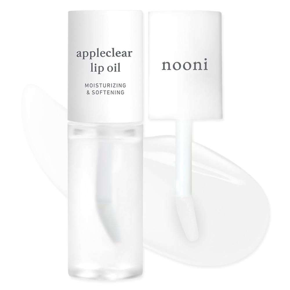 NOONI Korean Lip Oil - Appleclear | Long-Lasting, Moisturizing, Plumping, Revitalizing for Dry Lips, Waterproof, No Peel Off, Hydrating, Nourishing Crystal Clear, 0.12 FL Oz