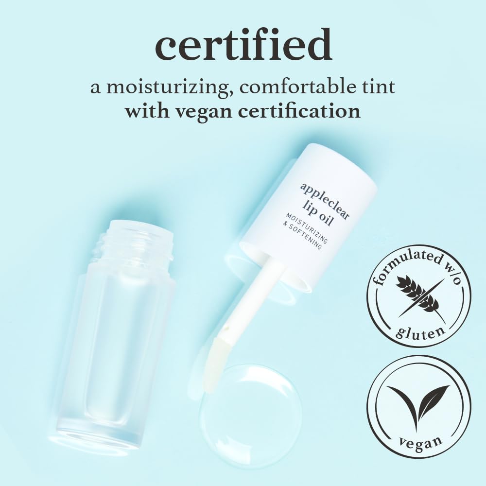 NOONI Korean Lip Oil - Appleclear | Long-Lasting, Moisturizing, Plumping, Revitalizing for Dry Lips, Waterproof, No Peel Off, Hydrating, Nourishing Crystal Clear, 0.12 FL Oz