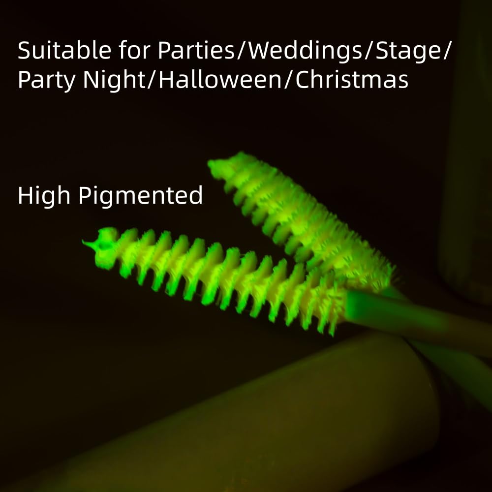6 Colors Fluorescent Mascara, Glow Colored Mascara, Parties, Weddings, Stage Use, Party Night, Halloween Christmas Parties, High Pigmented, Apply to Eyelashes/Eyebrows/Hair (Yellow)
