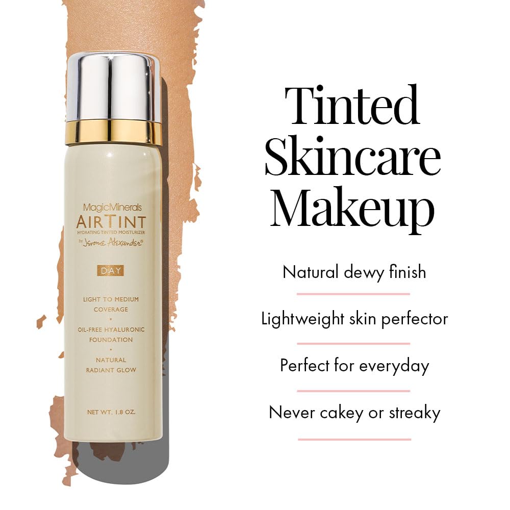 Jerome Alexander MagicMinerals AirTint Tinted Moisturizer AirBrush Spray Light Shade | Tinted Moisturizer Spray with Anti-Aging Ingredients | Light Medium
