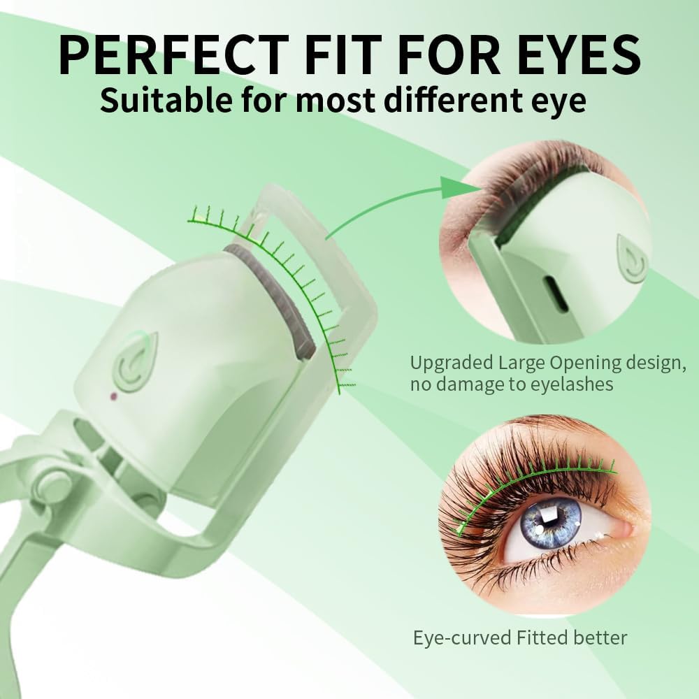 Heated Eyelash Curler, Fast Heat up Within 5s, 24 Hours Long Lasting, Rechargeable Electric Eyelash Curler, Temperature Control, Safe Anti-Burn Eyelash Curlers, Quick Natural Curling Eye Lashes