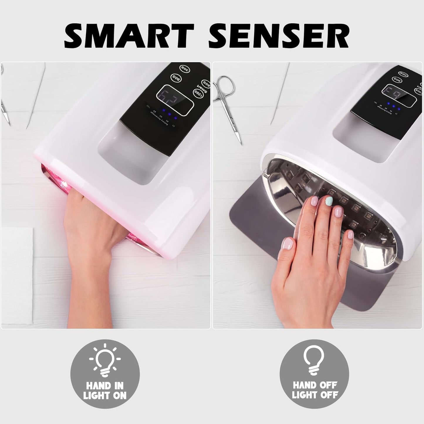 90W Professional Wireless Cordless Rechargeable UV LED Nail Lamp,Nail Lamp Gel Nail Curing Dryer Light for Nails with 45 Beads,4 Timer Setting LCD Display Nail Polish Machine (White)