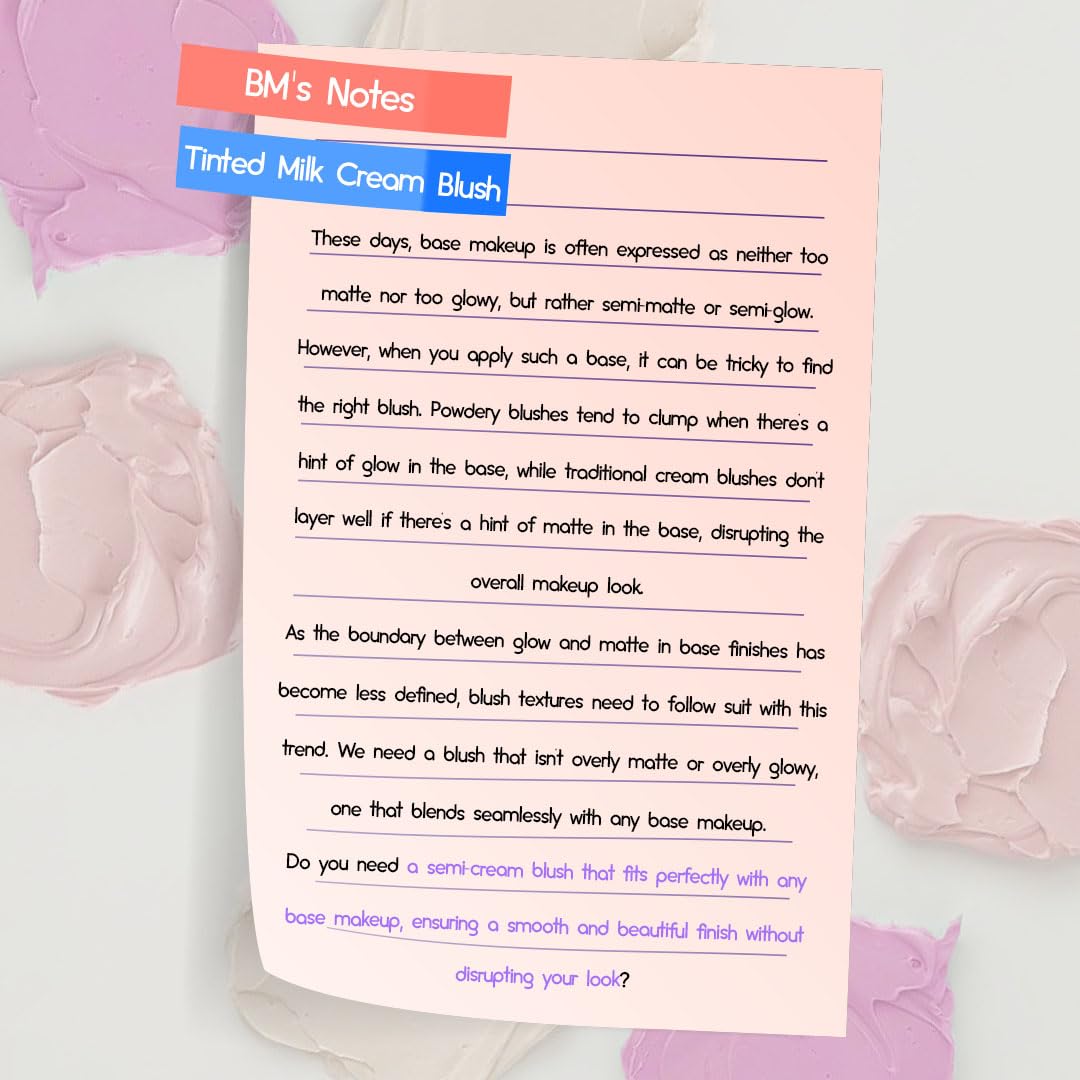 HOLIKA HOLIKA Colored Milk Cream Blush 03 HEY BUNNY: Glowing, Natural Makeup, Glossy Finish, Soft, Creamy Dough like texture, Shimmer, Radiant, Plumping, Cheek, Lightweight, Clean, Buildable