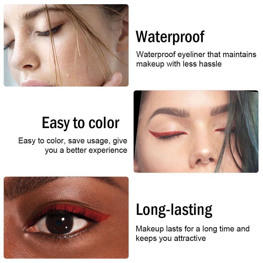 evpct 3Pcs Red & Ruby Red & Wine Red Gel Glitter Eyeliner Pencils Set for Women Waterproof Smudge Proof lapiz de ojos delineador de ojos contra el agua Eye Liner Makeup 14 17 18
