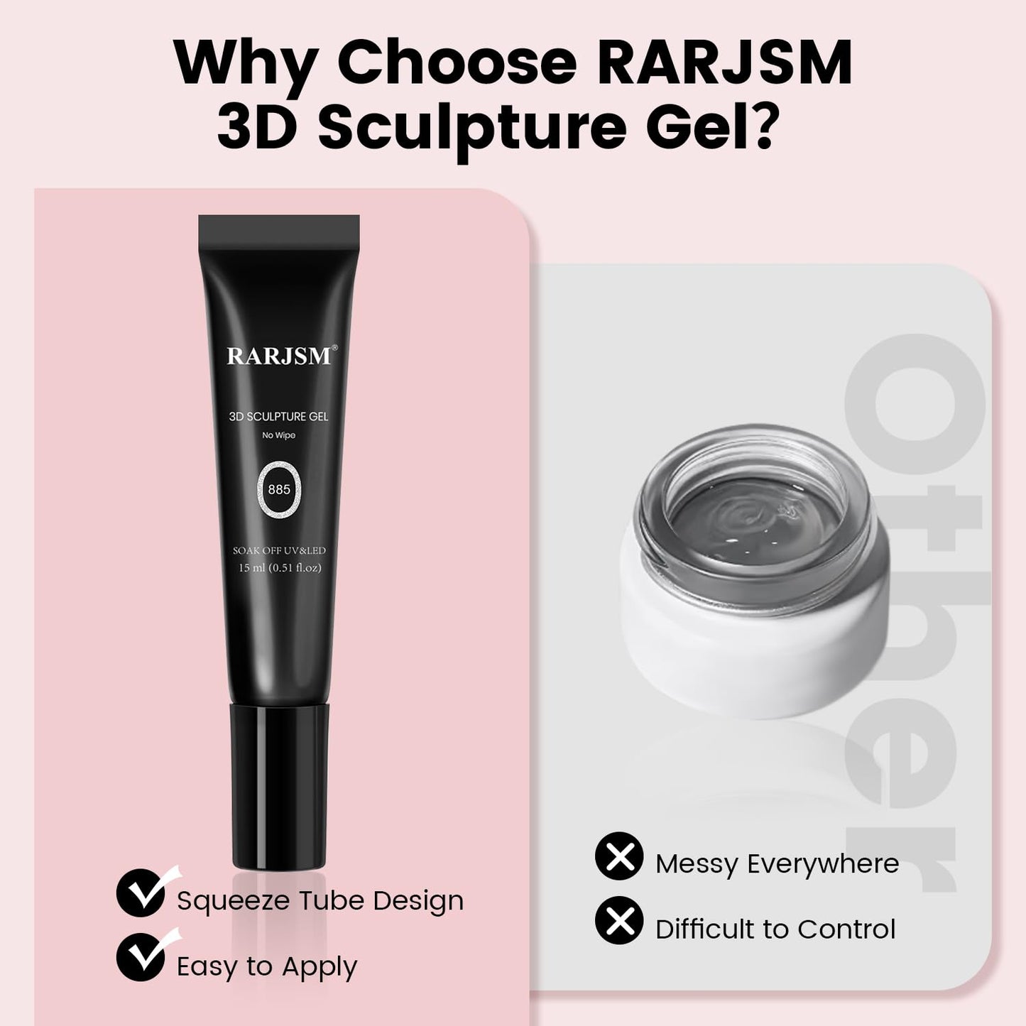 RARJSM 3D Nail Art Sculpture Gel Nail Polish Silver White Glitter Nail Charms Rhinestone Glue No Wipe DIY Drawing Hard Nail Craving Sculpting Gel UV LED Curing Requires Nail Decoration Manicure Design