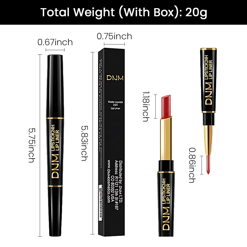 evpct 1Pcs Red Velvet Matte Lip Liner and Lipstick Combo Set Kit for Women, Dark Ruby Sexy Red Magic 24 Hours Lipstick and Lip Liner Gloss Stain Makeup Set Long Lasting Waterproof 24 labial, 40#