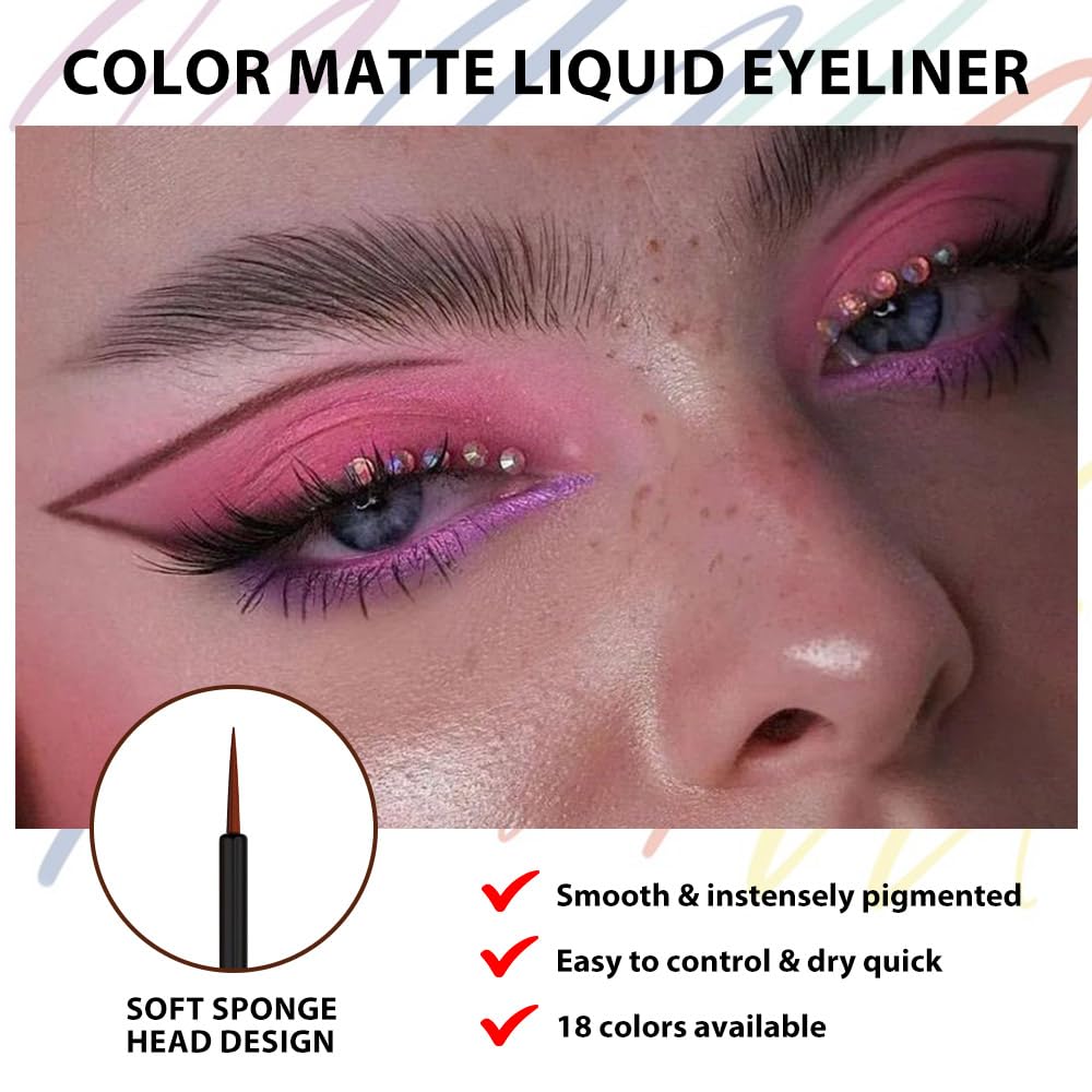 evpct 1Pcs Maroon Liquid Eyeliner Makeup Waterproof Maroon Eye Liners for Women, Eyes Wing Eyeliner Stamps Shapes Colored Eyeliner delineador de ojos a prueba de agua contra el agua blanco para ojos
