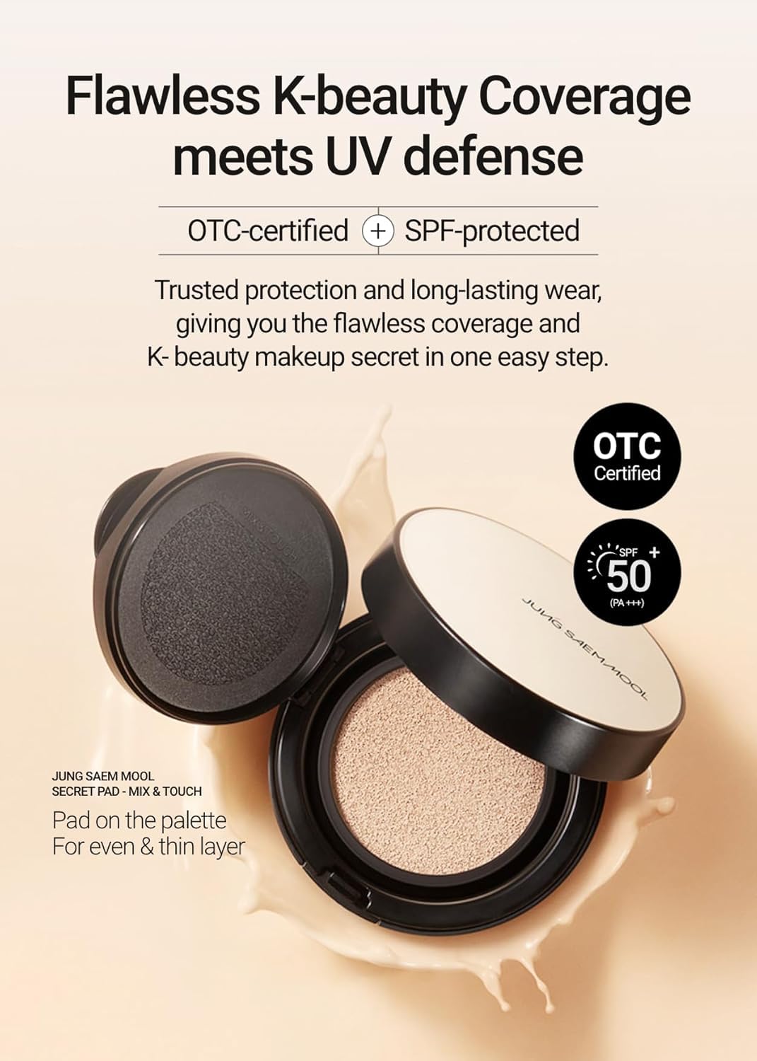 [JUNGSAEMMOOL OFFICIAL] Essential Skin Nuder Cushion (09 Bronze) | Refill Not Included | Natural Finish | SPF50 Broad Spectrum | Makeup Artist Brand | Cream Foundation