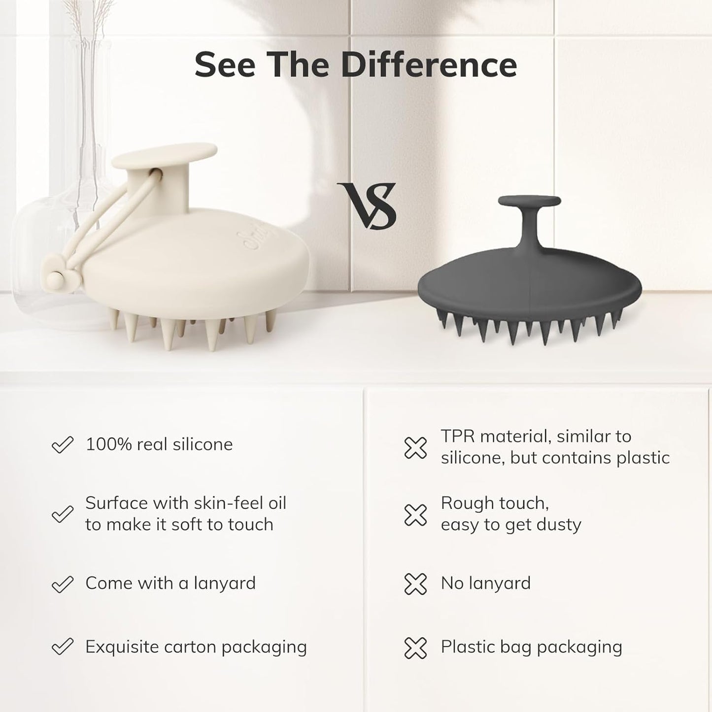 Sndyi Silicone Scalp Massager Shampoo Brush, Hair Scrubber with Soft Silicone Bristles, Scalp Scrubber/Exfoliator for Dandruff Removal, Wet Dry Scalp Brush for Hair Growth & Scalp Care, Oatmeal