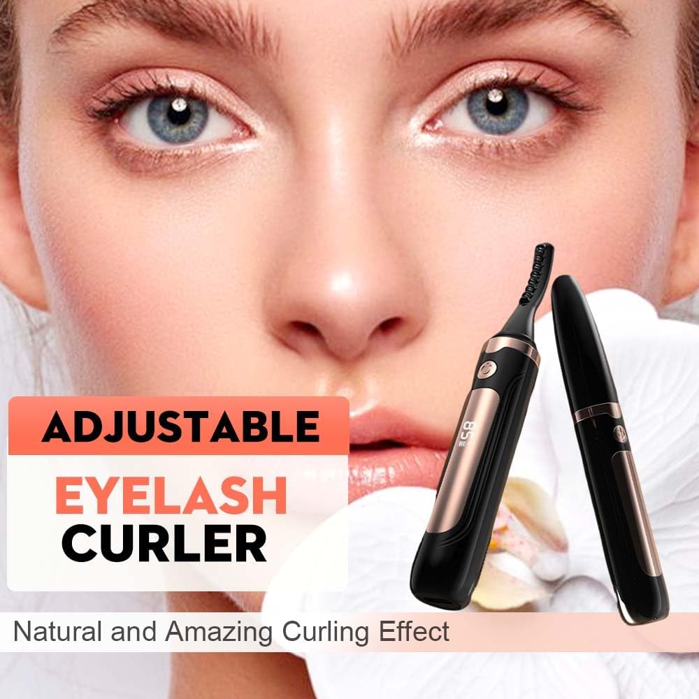 Heated Eyelash Curler, 2025 New Electric Eyelash Curler, Portable USB Type-C Makeup Tools for Travel,Women (Black*1)