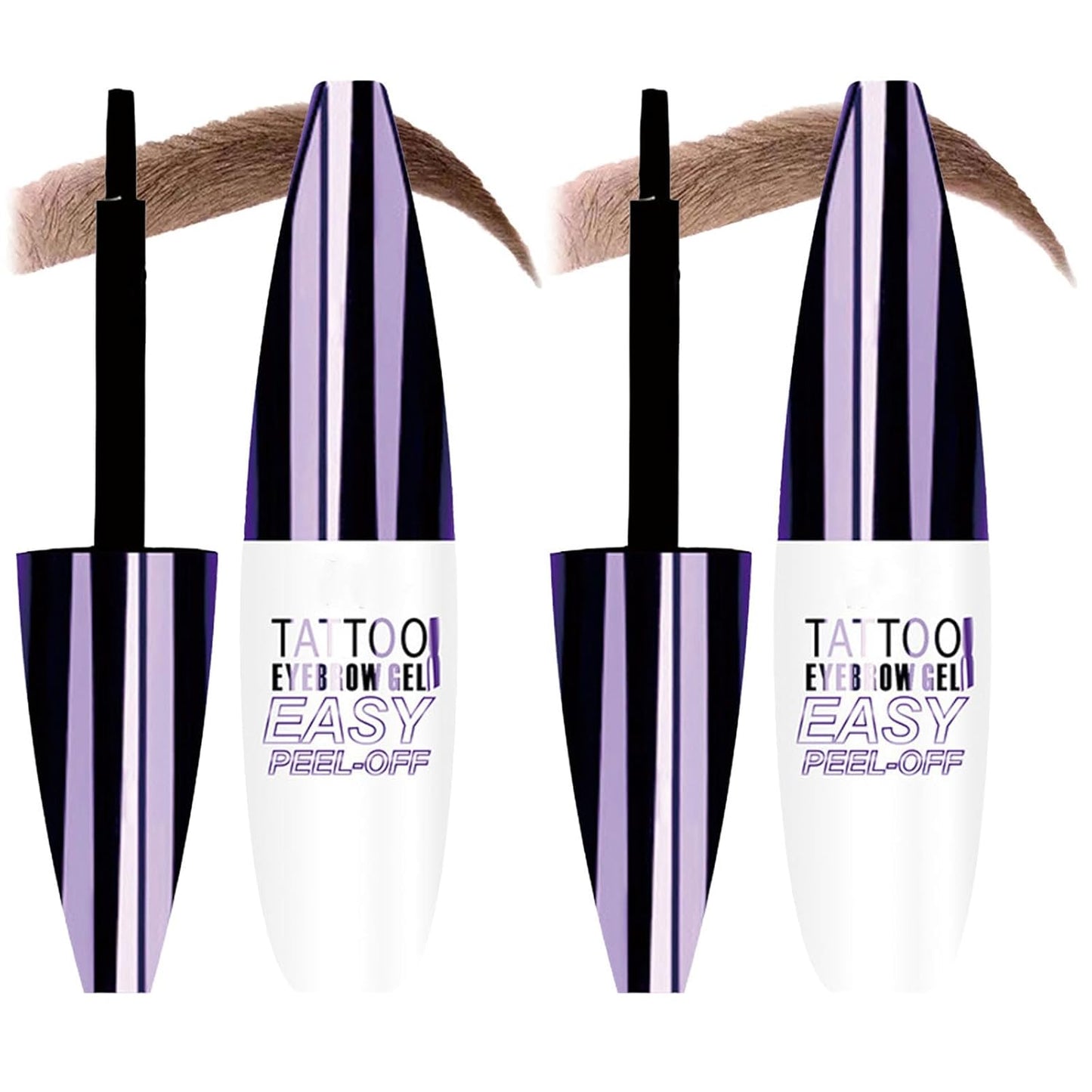 Tattoo Eyebrow Gel Easy Peel Off, Peel Off Eyebrow Tint, Easy Peel off Eyebrow Gel, Peel Off Eyebrow Tint, Waterproof & Sweatproof for All Skin Types (#1 Light Brown + #2 Medium Brown)