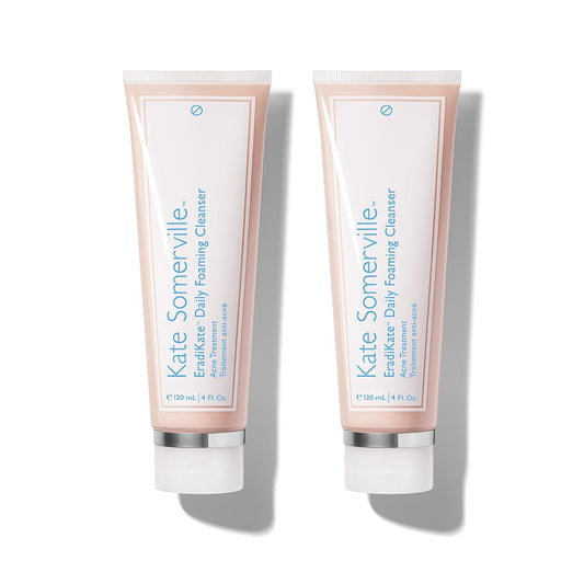 Kate Somerville EradiKate 3% Sulfur Daily Foaming Cleanser Acne Treatment – Clinically Formulated Medicated Face Wash Balances Skin and Cleans Pores, 2-Pack of 4 Fl Oz Each