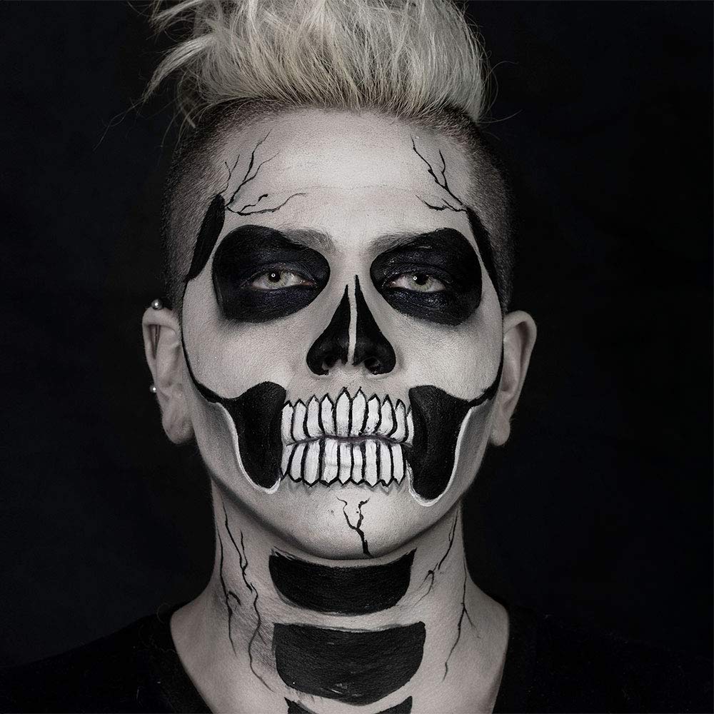 Mehron Makeup Premium Character Kits| Makeup Kits for Halloween & Cosplay| Made in the USA | Complete Makeup Kit | Includes all Makeup, Tools, & Instructions on How to Create the Look | (Skeleton)