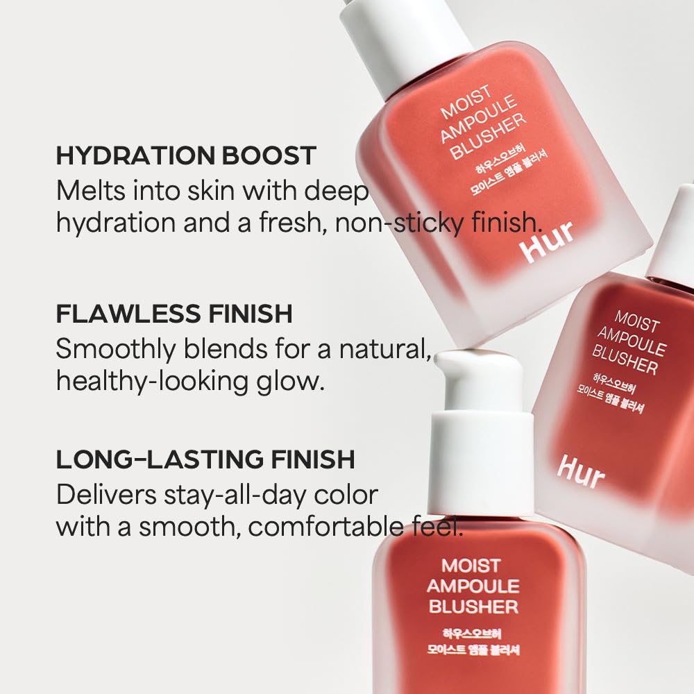 Moist Ampoule Blusher with 50% Moisture Essence | Hydrating & Long-Lasting Blush | 0.68fl.oz (9 Shades) (Rose Brown)