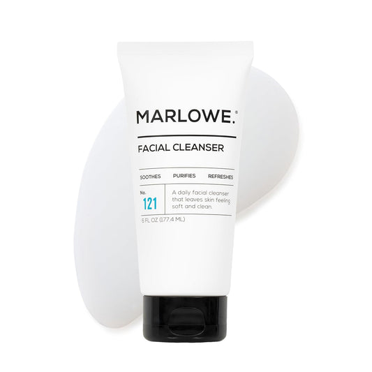 MARLOWE. No. 121 Facial Cleanser 6 oz, Daily Mens Face Wash with Natural Extracts & Antioxidants, Soothes, Purifies, Refreshes, Thick Lather, Fresh Woodsy Scent