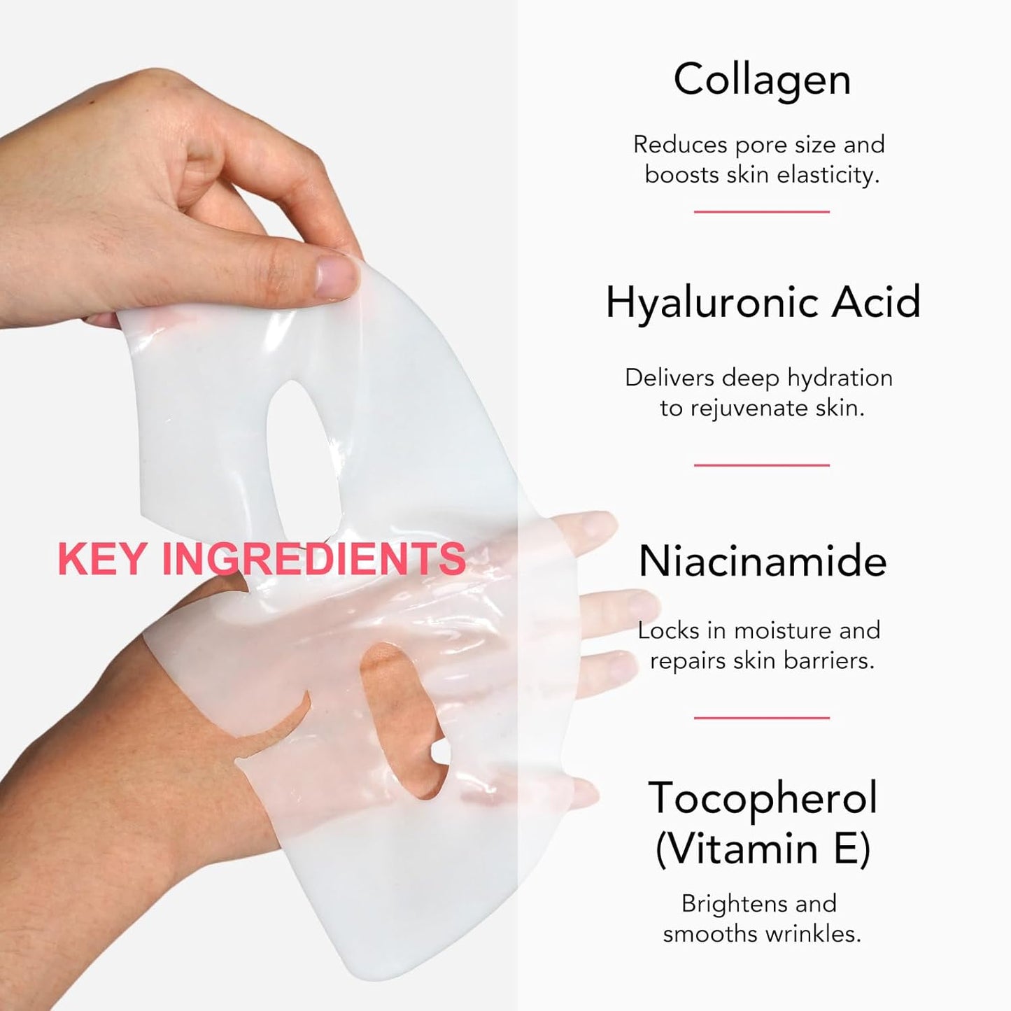 Collagen Face Mask, Hydrating Overnight Hydrogel Mask, Face Masks Skincare Anti Wrinkle Moisturizing, Facial Masks for Women Skin Care Sheet Masks for Face (4ea-Pink)