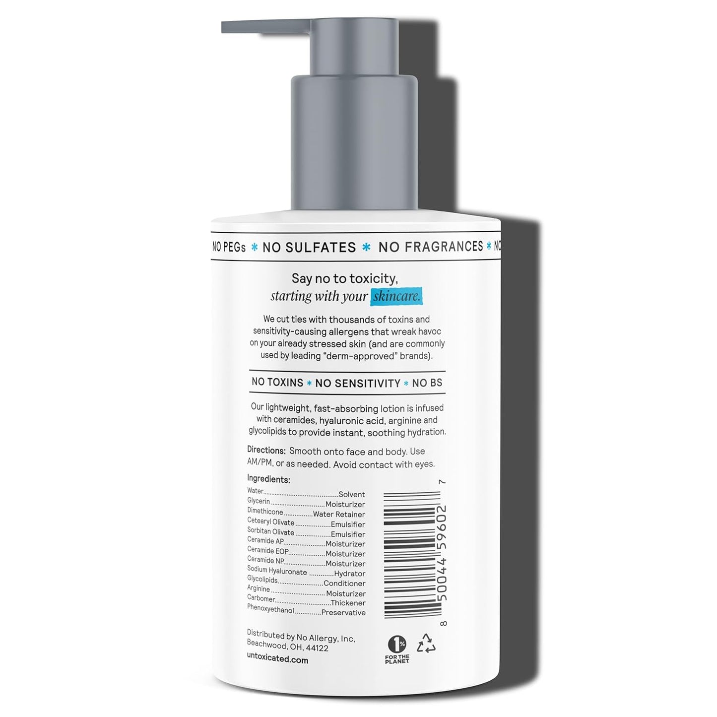 Moisturizing Lotion - Daily Face Moisturizer & Body Lotion for Sensitive Skin - Ceramides & Hyaluronic Acid - No Common Irritants - Non-Comedogenic - Oil-Free - Fragrance Free - 10 Ounce