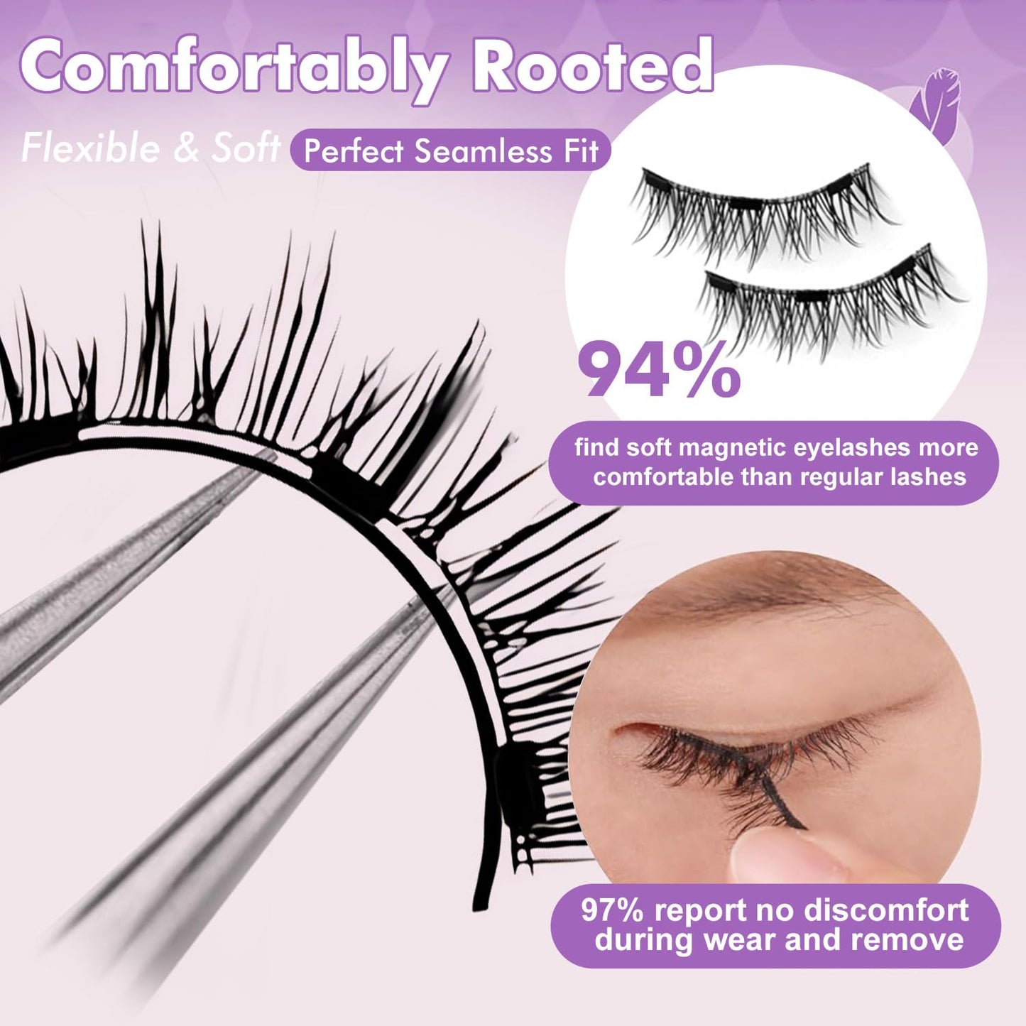 Elara Craft Magnetic Eyelashes with Applicator, Magnetic Eyelashes Natural Look,Reusable Magnet Lashes No Glue Needed Soft Lashes Kit(Natural+Simple+Fuller)