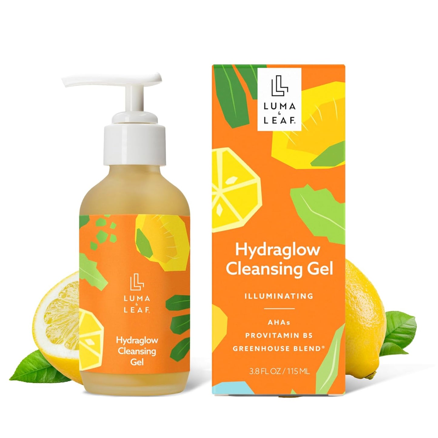 LUMA & LEAF Hydraglow Brightening Face Wash with Hyaluronic Acid | Gentle Daily Exfoliating Gel Cleanser for Dull Skin & Dark Spots | For All Skin Types | 3.8 fl oz