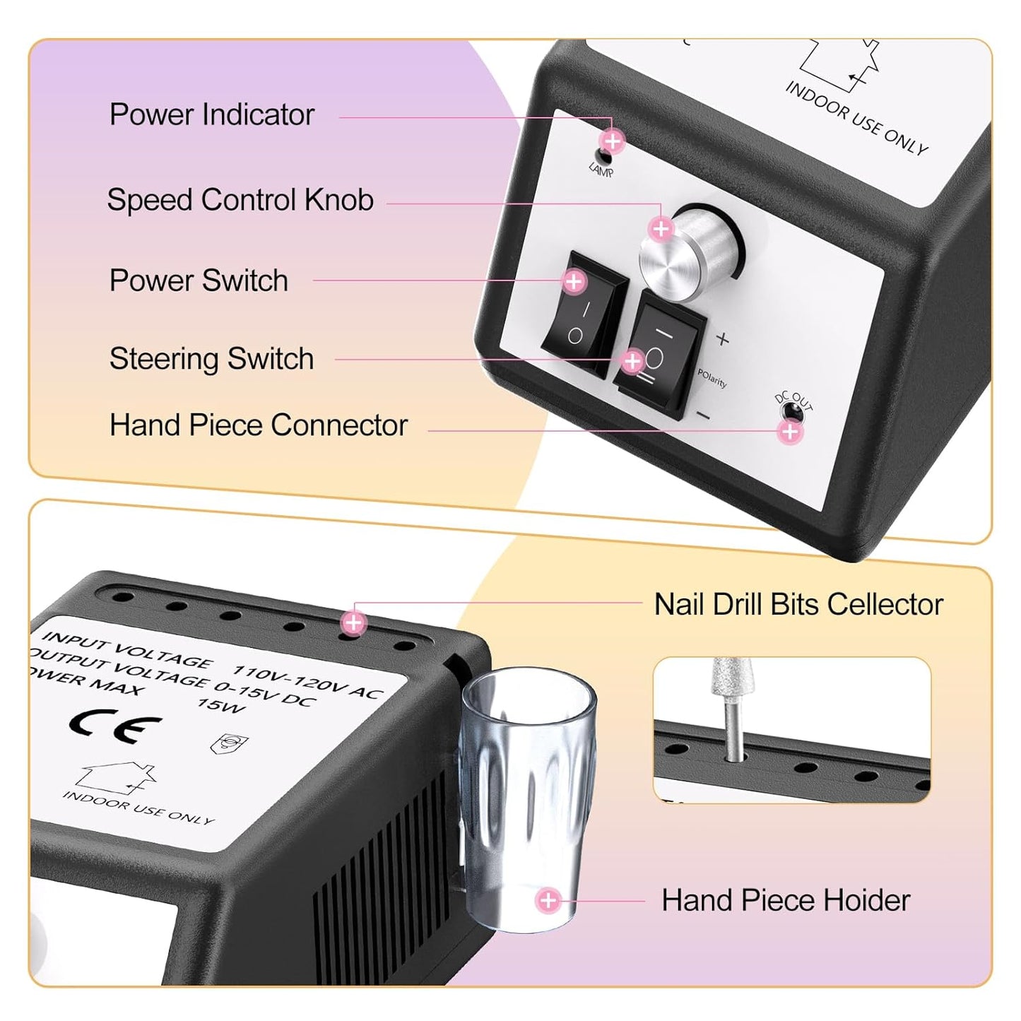 JIASHENG Professional Nail Drill, 30000rpm Nail Drill Machine for Nail Tech Supplies, Acrylic Electric Efile Nail Drill for Polishing Shaping Removing Acrylic Nails Poly Nail Gels