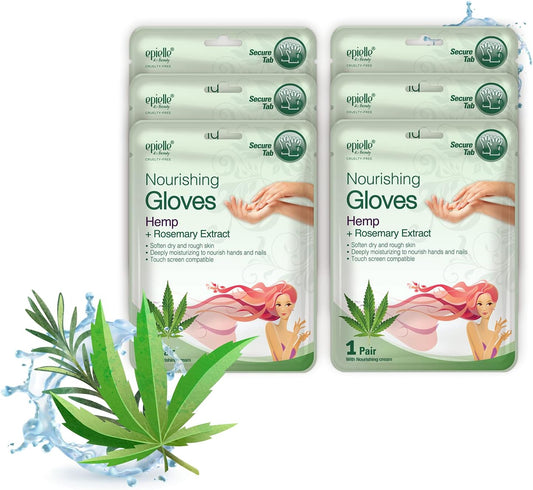 Epielle Nourishing Hand Masks 6 Pairs, Deep Moisturizing Gloves for Dry, Cracked Hands, Repair and Nourish with Hemp & Rosemary Extract, Spa & Self Care Gifts for Women, Korean Skin Care
