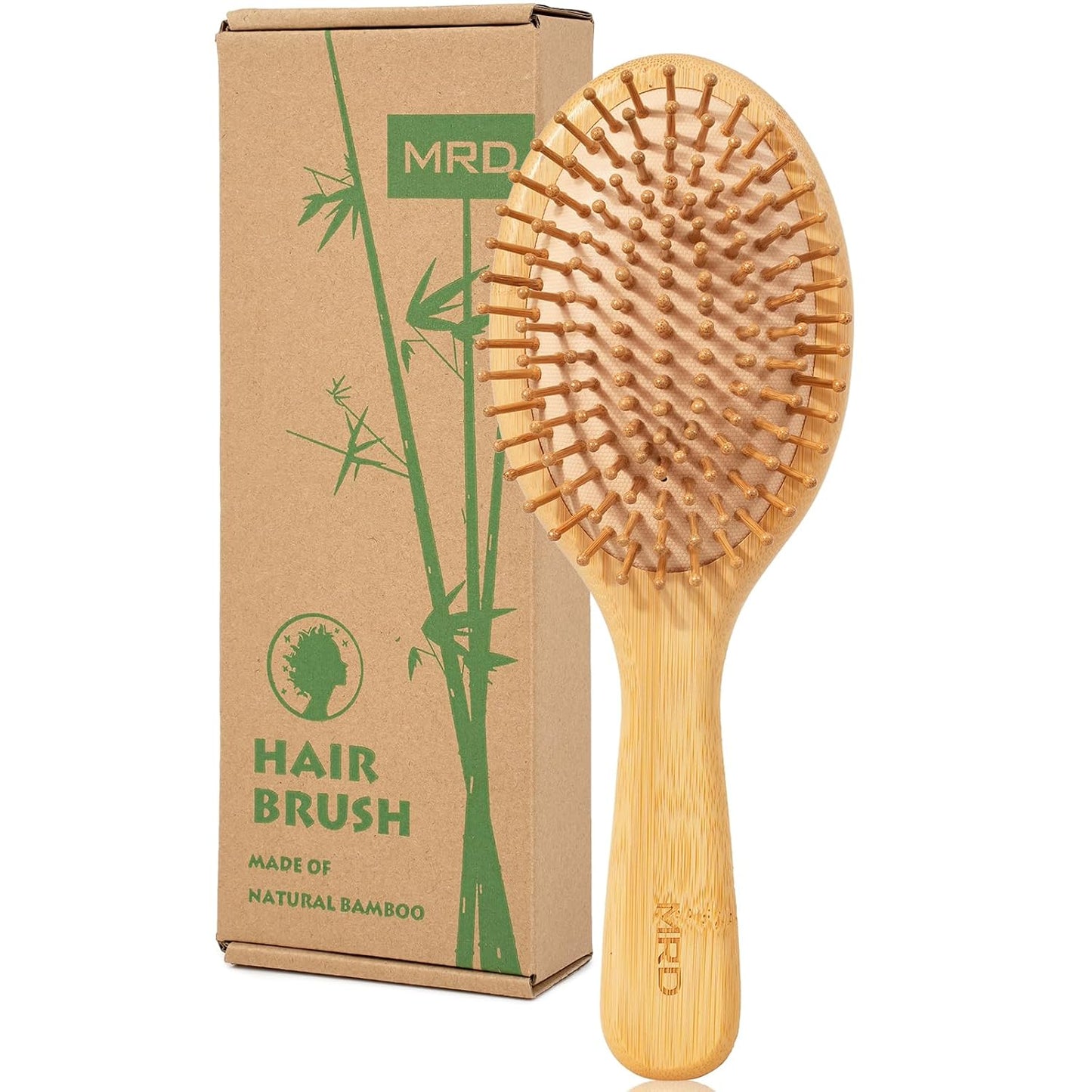 MRD Hair brush, Natural Bamboo Paddle Detangling Hairbrush, Massage Scalp Thick/Thin/Curly/Dry Hair For Women & Men