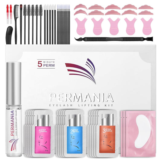 PERMANIA Lash Lift Kit, Lash Perm Kit, Fast Eyelash Lifting 5 Minutes DIY at Home with Strong Glue Disposable Sachet Lash Lifting Kit Last 6 Weeks (15pcs）