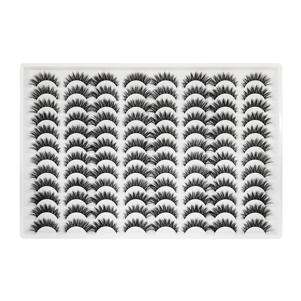 False Eyelashes 48 Pairs Faux Mink Lashes 14mm Wispy Lashes 3D Fluffy Cat Eye Lashes Pack Bulk Wholesale Strip Lashes(style 48-042)