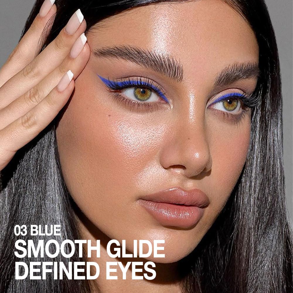 evpct Blue Eyeliner Pencils for Eyes, Royal Blue Colored Eye Liner Pencil Makeup Waterproof Smudge Proof, Colored Gel Waterline Eyeliner Liquid, Face Paint Stick Lipstick Pen Halloween Makeup