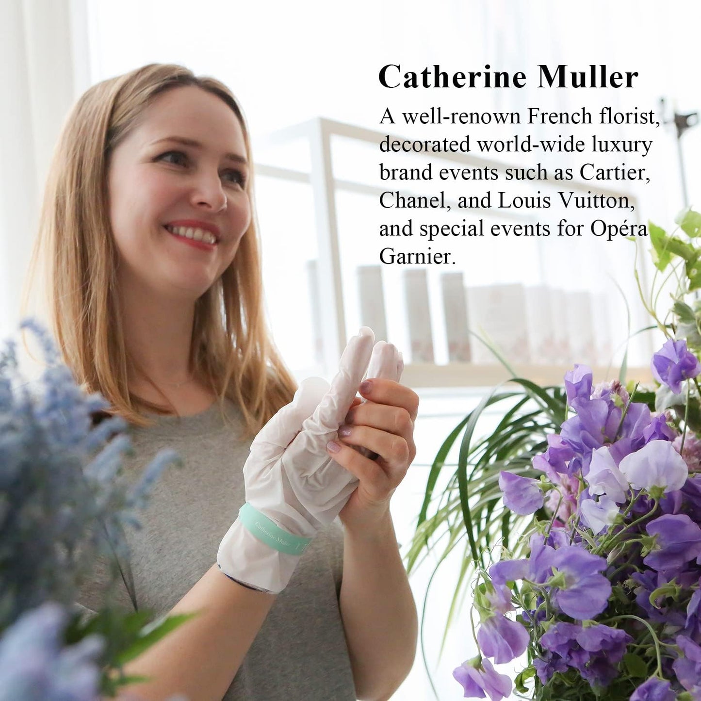 Catherine Muller Floral Hand Mask 8 Pairs, Moisturizing Gloves for Dry Hands with Elder Flower & CICA, Repairing and Nourishing Hand Care Treatment for Cracked, Rough, and Dry Skin