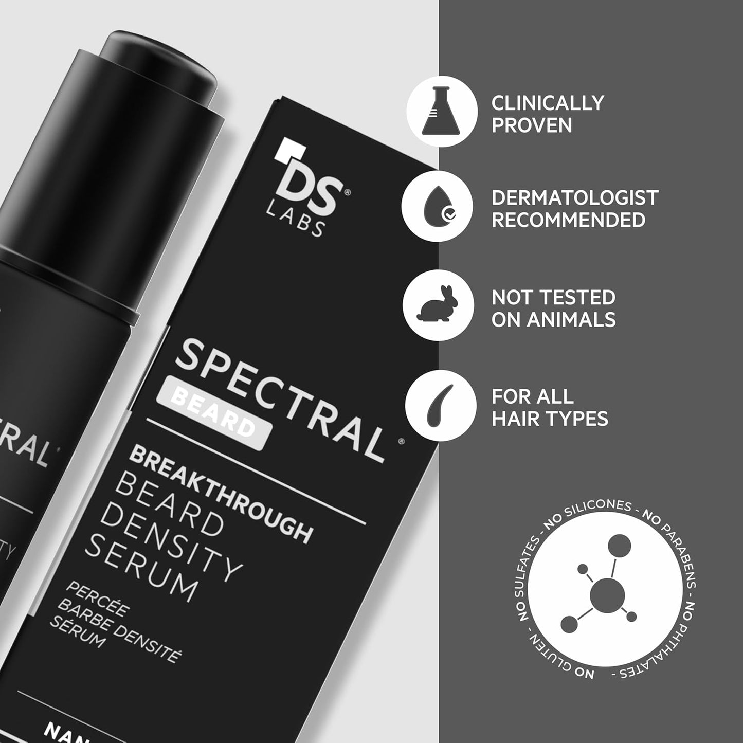 DS Labs Spectral.BRD Beard Conditioning Serum, 30mL - Supports Thicker, Fuller, Looking Facial Hair, With Nanoxidil, Biotin, Niacinamide, Castor Oil & Hyaluronic Acid, Non-Greasy, Paraben Free