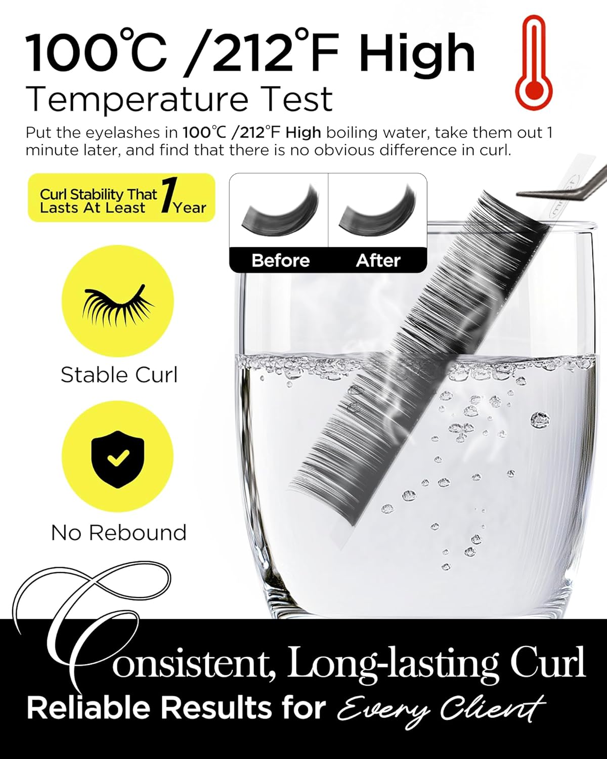 BEYELIAN Eyelash Extension Natural Matte Black 0.10 C Curl 7-15mm Tray Easy Fan Lash Extensions Volume Lashes 100°/212°F High Temperature Resistant Classic Professional Use (0.10 C 7-15mm Mix)