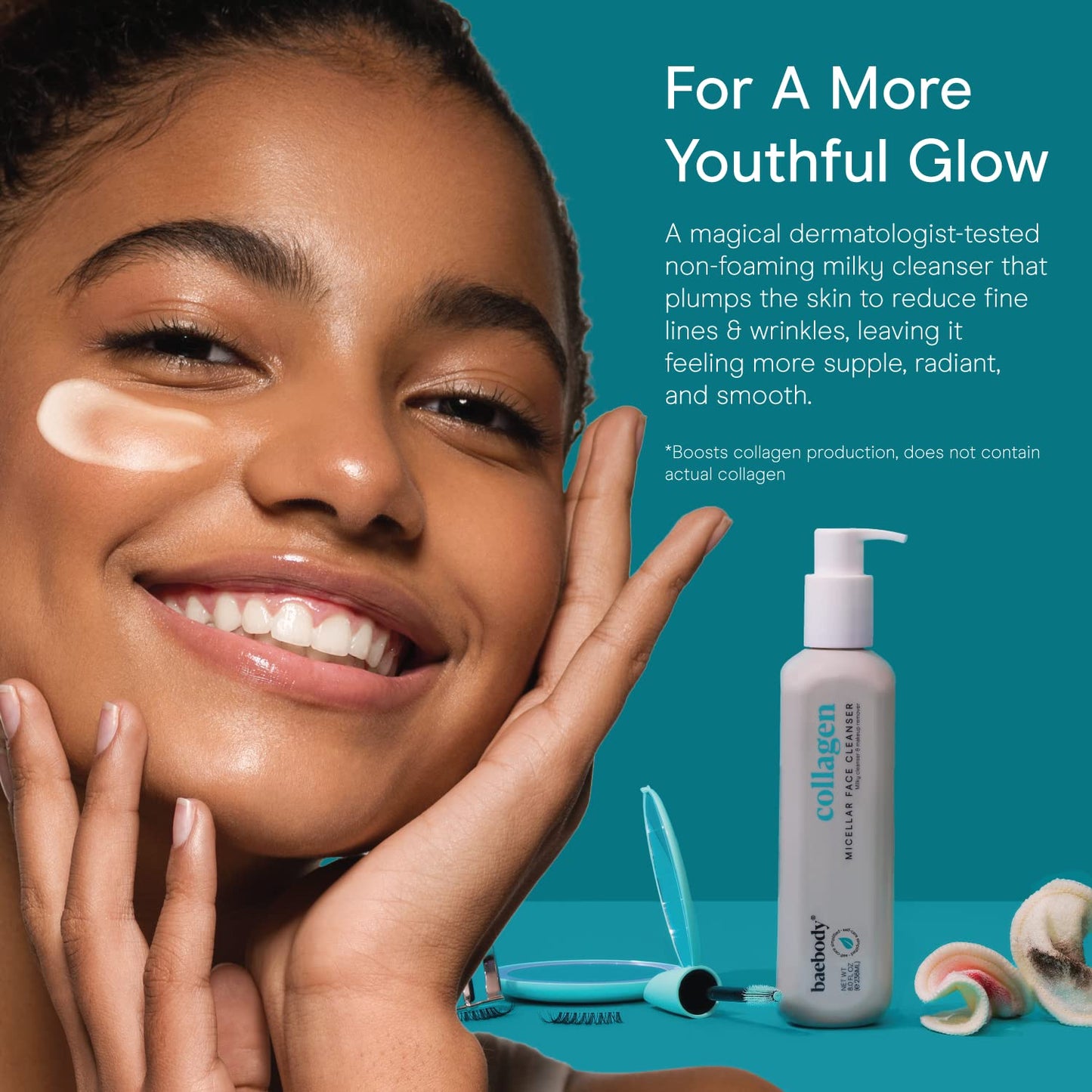 Baebody Cleansing Milk for Face - Vegan Facial Cleanser for Women and Men - Micellar Makeup Remover - Milk Cleanser Face Wash (8 fl oz)