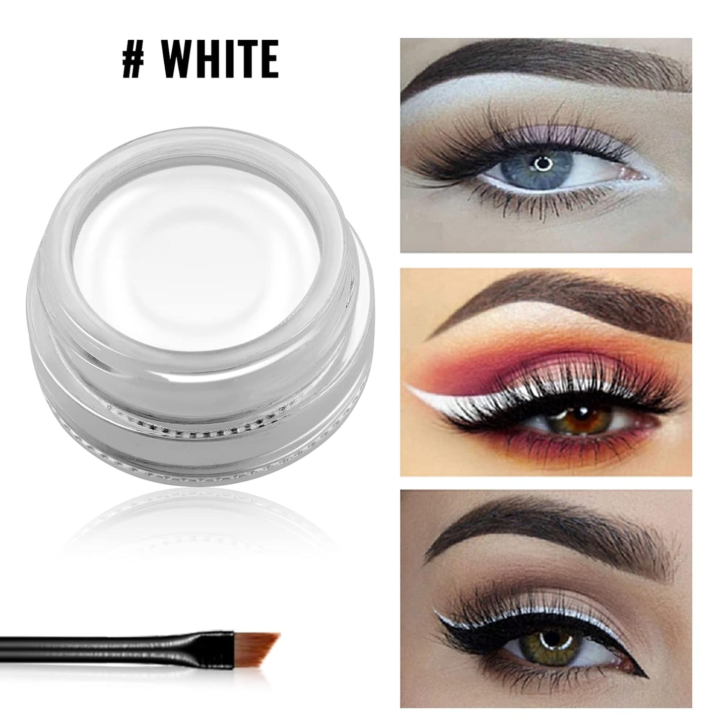 Erinde [2PCS] Waterproof Gel Eyeliner Set, Long Lasting Cream Eye Liner Gel, High-Intensity Pigments Smudge-Proof Eye Liner Makeup, Water-Resistant Eyeliner with 4PCS Brushes (Balck & White)