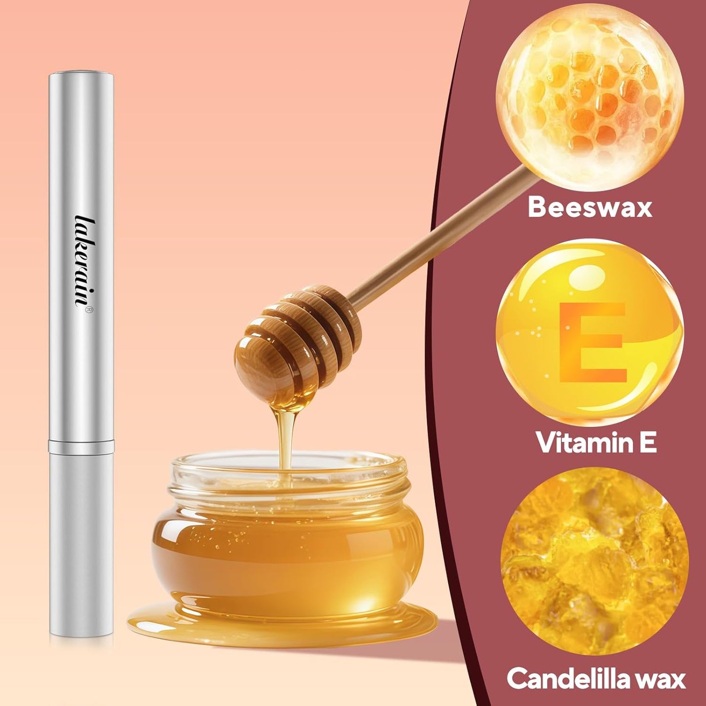 Honey Lipstick Tinted Lip Balm, Sheer Lightweight Lip Stain for All Skin Tones, Moisturizing Nourishing Lipstick for Women All Skin Tones, a Hint of Natural Cherry Tint, Black