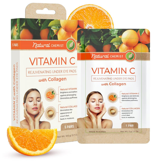 Vitamin C & Collagen Under Eye Pads - 15 Pairs (3 Pack), Reduce Dark Circles, Puffiness, Fine Lines, Anti Aging, Cruelty Free, Korean Skin Care, All Skin Types