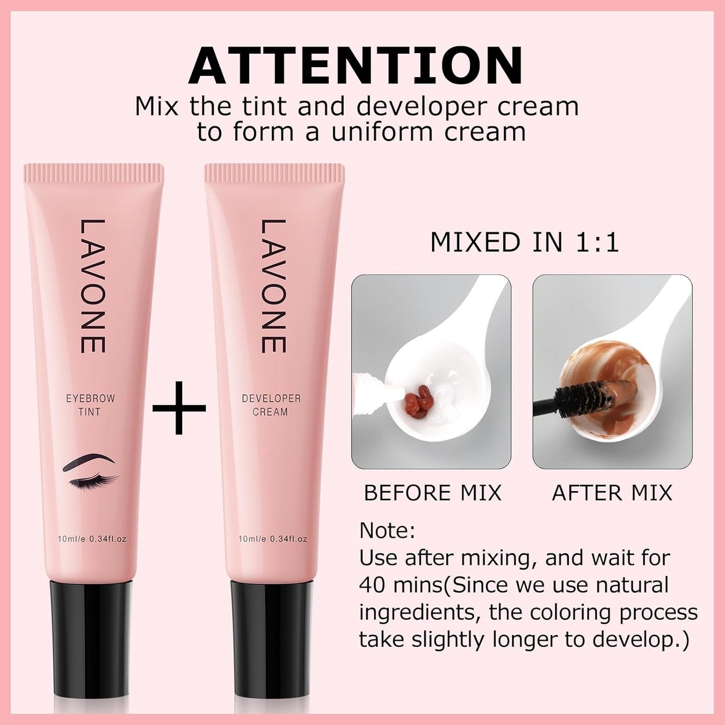 Eyebrow Color Kit with Brow Color & Eyebrow Pencil, 2-in-1 Natural Effects Eyebrow Makeup Set, Easy & Safe to Use 10ml - Medium Brown