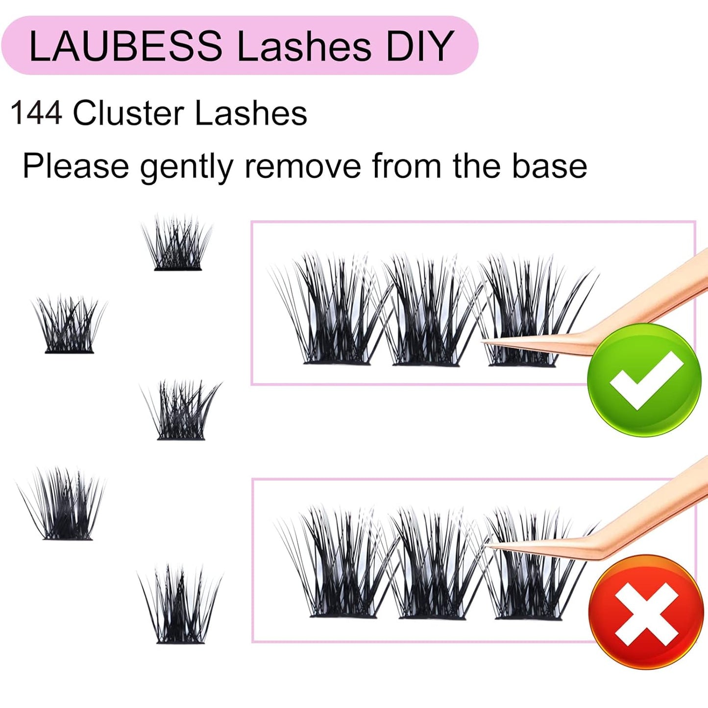 Lash Clusters Kit LAUBESS DIY Lash Extension Kit Lash Bond and Seal Waterproof Lash Glue Remover Tweezers Brush Cluster Eyelash Extensions Kit Eyelash Clusters (Kit 01-D-Mix8-14)
