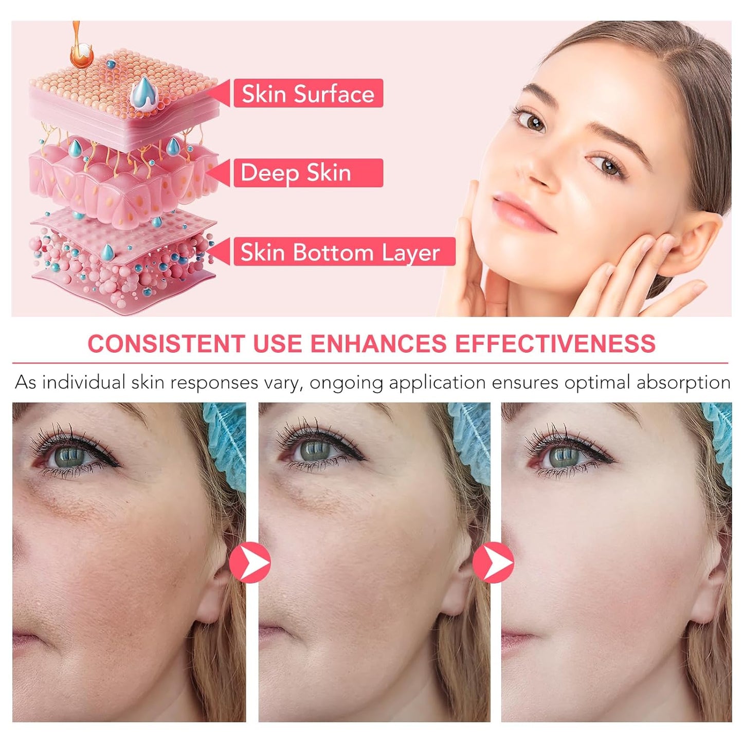 Collagen Face Mask, Hydrating Overnight Hydrogel Mask, Face Masks Skincare Anti Wrinkle Moisturizing, Facial Masks for Women Skin Care Sheet Masks for Face (4ea-Pink)