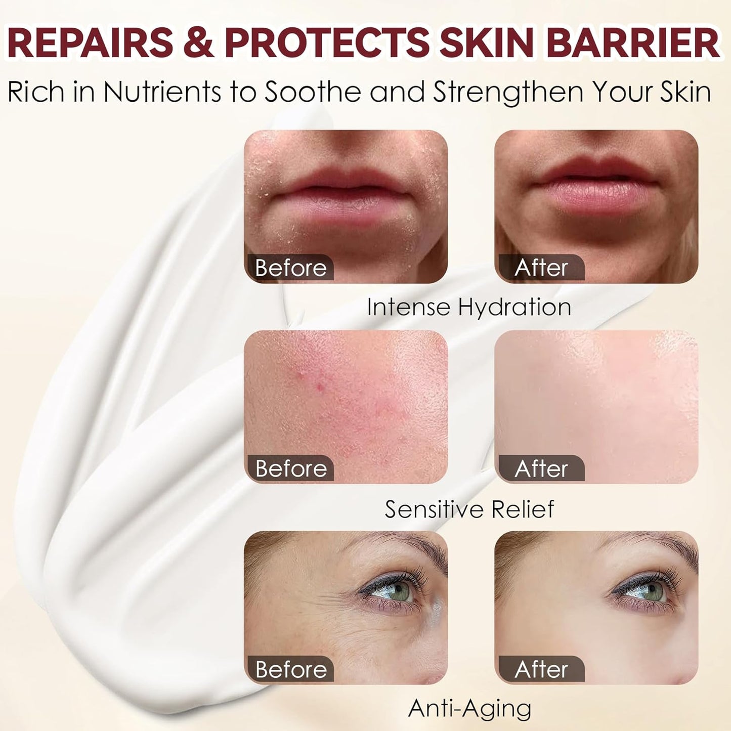 Beef Tallow for Skin, 100% Grass-Fed Whipped Beef Tallow and Honey Balm with Wild Honey & Beeswax, Face & Body Moisturizer Cream for Sensitive Skin 4 FL.OZ