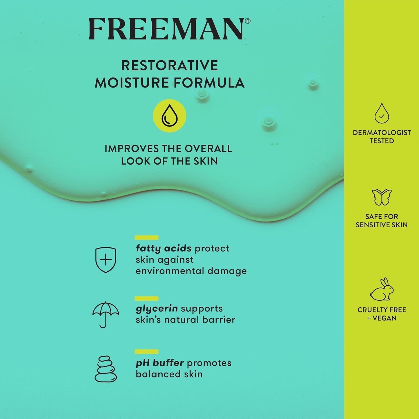 Freeman Restorative Moisturizer + Hydrating Skin Facial Shield, Lightweight Face Serum, Infused With Aloe Vera & Ceramides, Soothes & Calms, Relieves Dry Skin, 3 fl.oz./ 89 mL Bottle (Pack of 2)