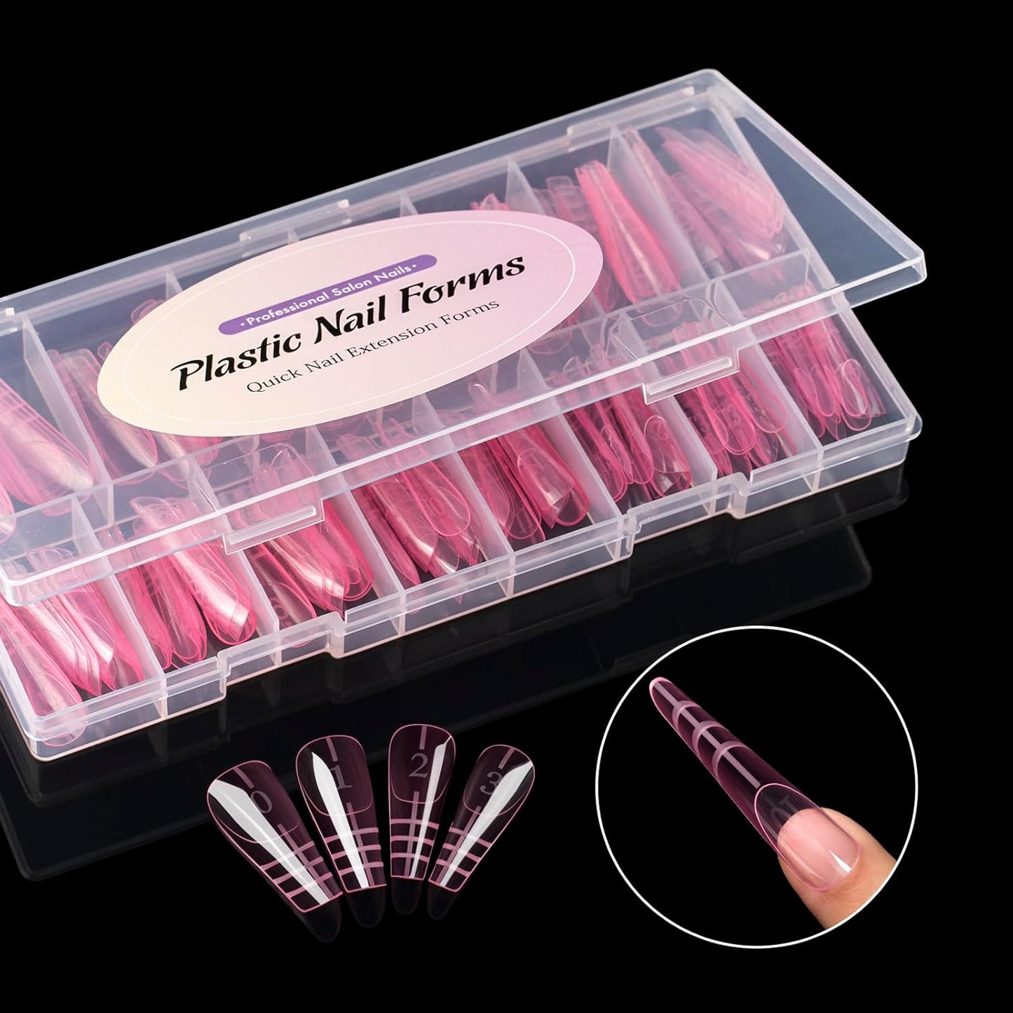 NMKL38 Pink 150PCS Dual Nail Forms 15 Sizes
