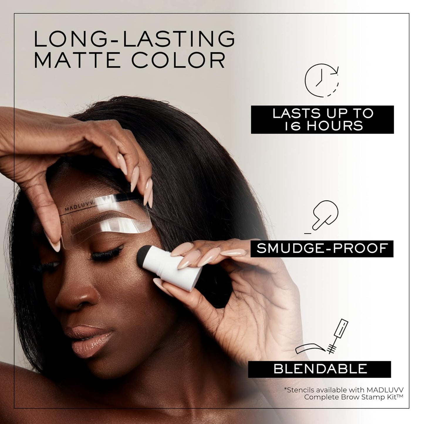 MADLUVV Brow Stamp Refill* - Color Stamp for Brows & Root Touch Up for Women & Men, Instantly Conceal Hair Loss, Grey Hair, Thinning Hair with Stain-Proof/Smudge-Proof Powder Formula (Soft Brown)