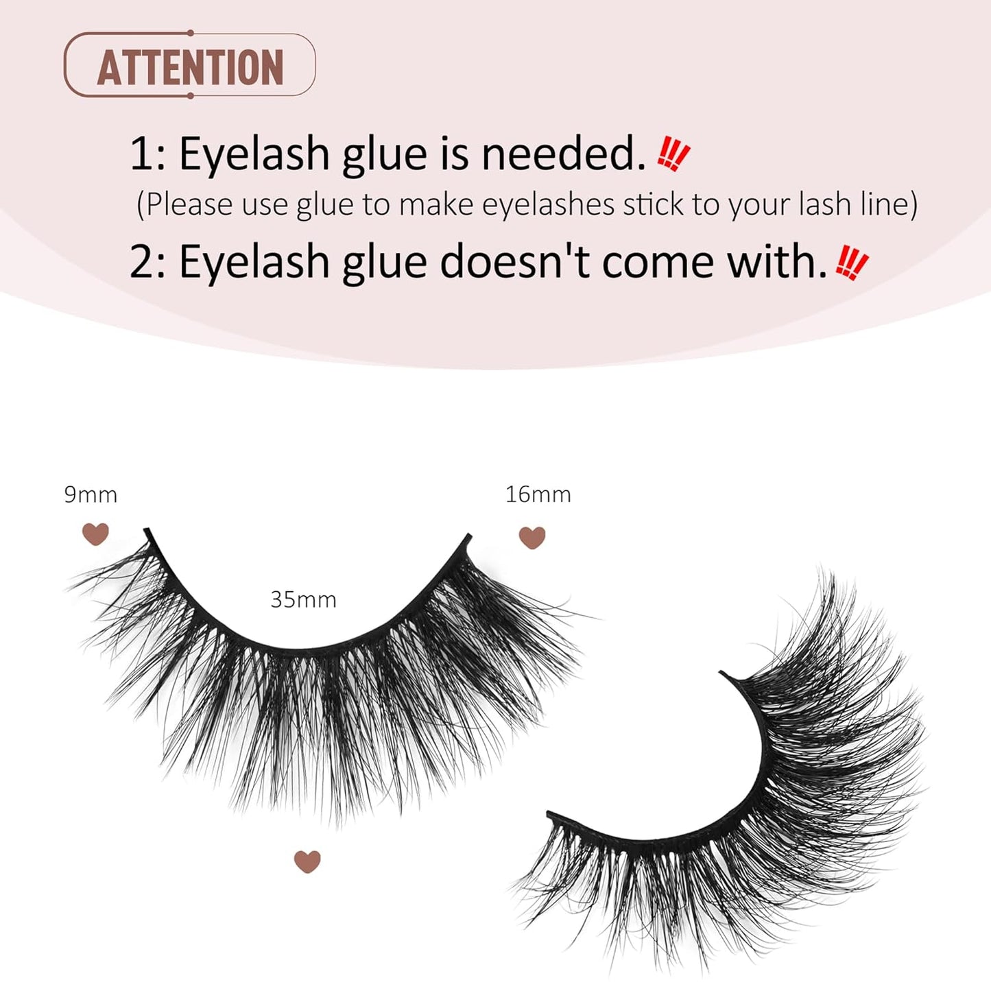 Onlyall Lashes Mink False Eyelashes Natural Wispy Lashes Soft Faux Mink Lashes Fluffy False Lashes 16MM A04