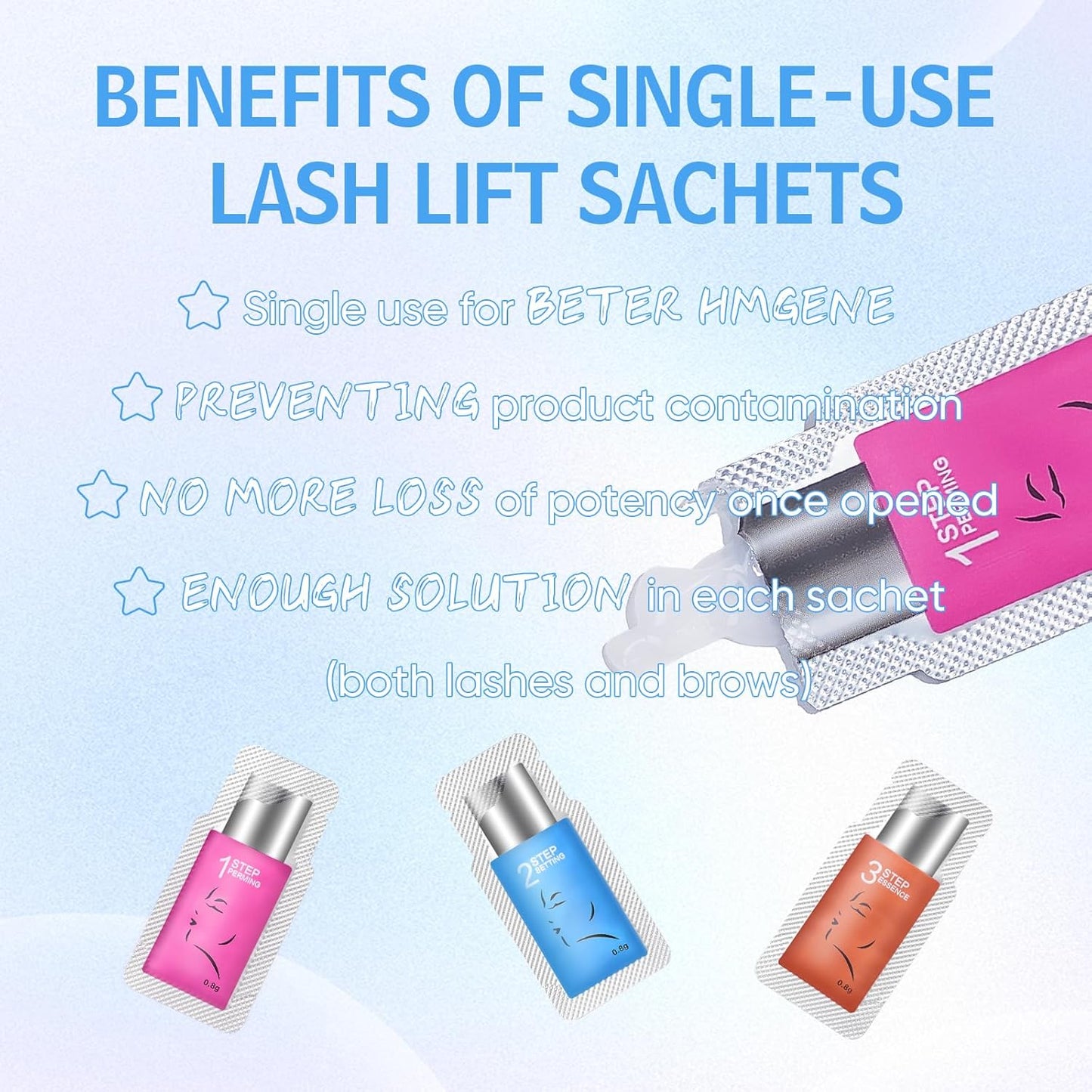 PERMANIA Lash Lift Kit, Lash Perm Kit, Fast Eyelash Lifting 5 Minutes DIY at Home with Strong Glue Disposable Sachet Lash Lifting Kit Last 6 Weeks (15pcs）