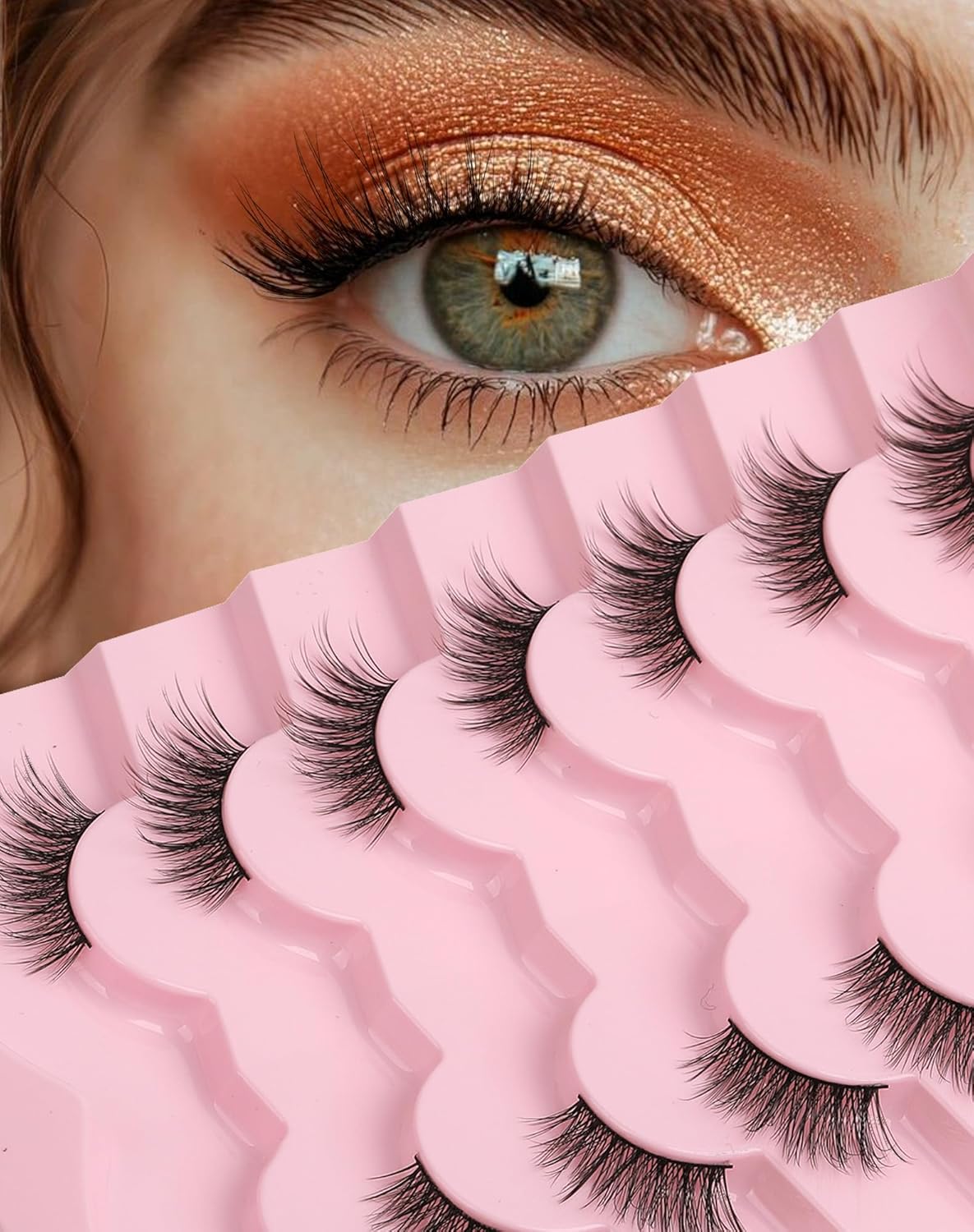 Half Lashes Natural Eyelashes Wispy Lashes Natural Look Cat Eyelashes False Corner Lash Soft Fluffy 3/4 False Eyelash 7 Pairs 14MM D19